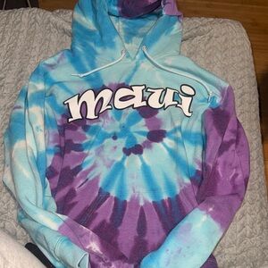 Tie-Dye Hoodie with 'Maui' Print
